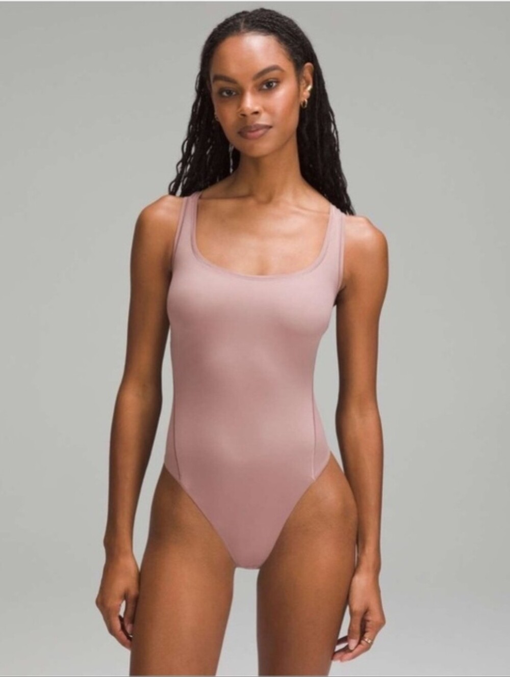 Lululemon Wundermost Nulu Sleeveless Bodysuit Womens Tank Thong Purple Ash
